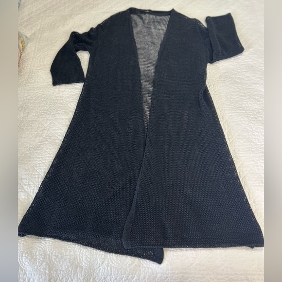 Black Mesh Cardigan/Swim Coverup.  Size Large. Coastal. Euro Summer. - Picture 6 of 6